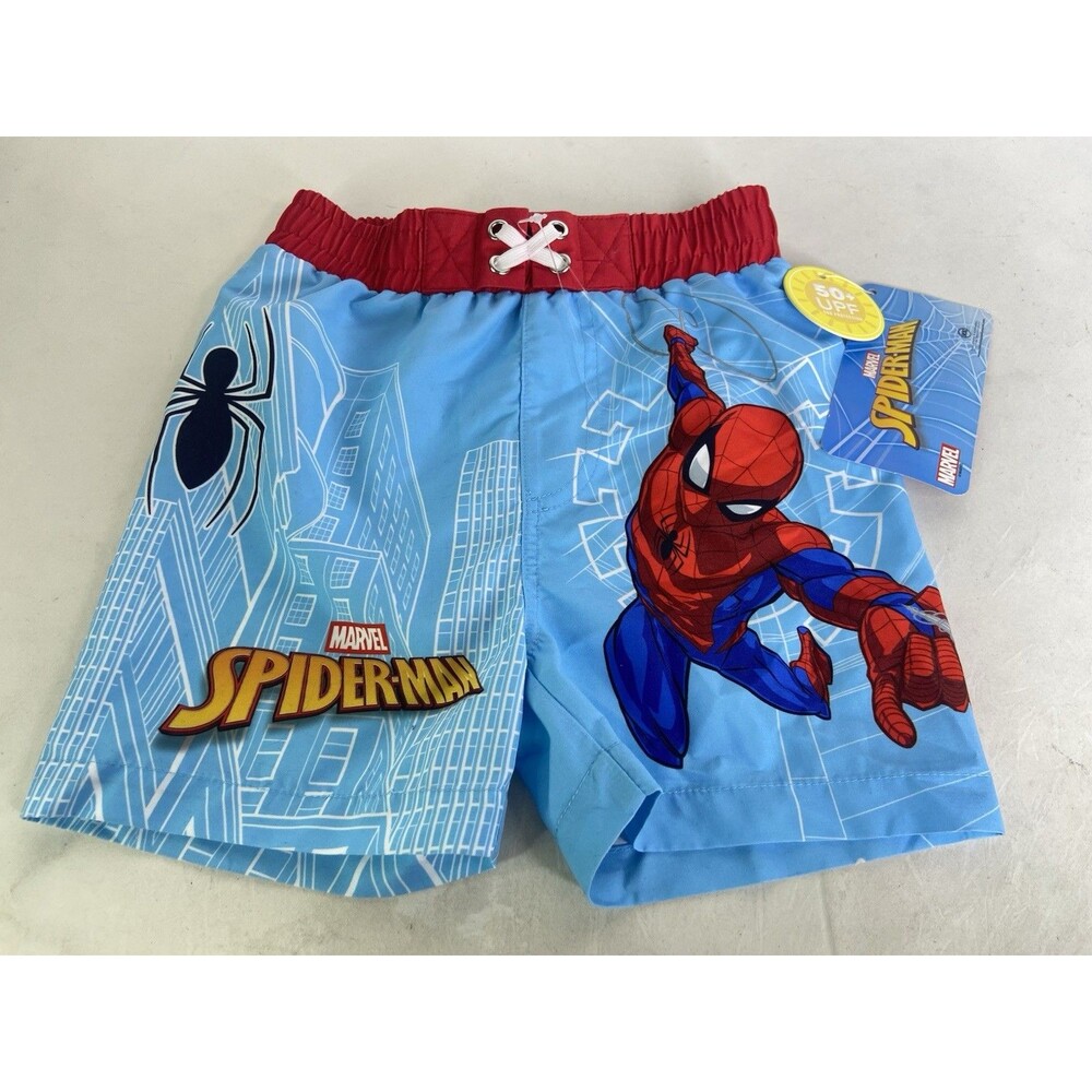 Marvel Spider-Man Swim Trunks Shorts Lined Swimwear Bottoms Boys Size 3T